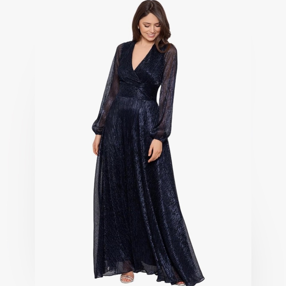 Betsey Adam wedding guest dress navy blue